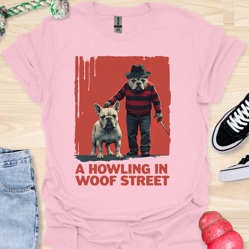 A Howling at Woof Street - Halloween - V1 - Frenchie and Bulldog T-Shirt